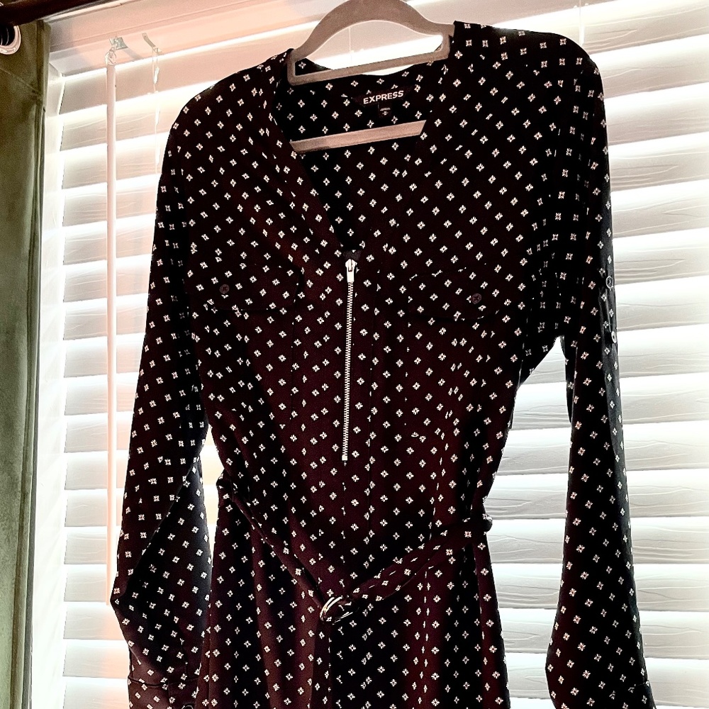 Long sleeve belted dress